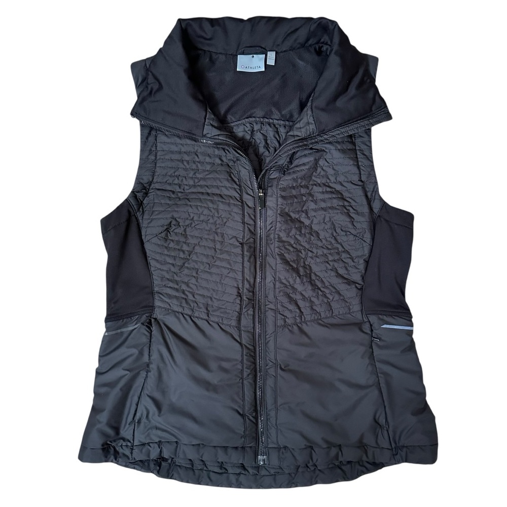Athleta Black Quilted Hybrid Vest